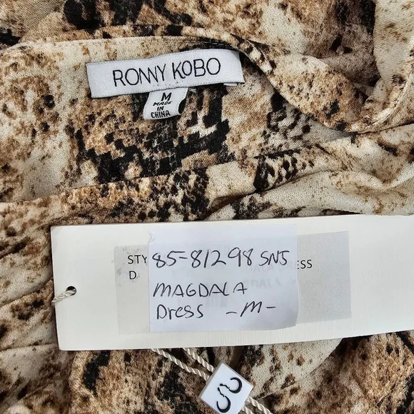 RONNY KOBO MAGDALA DRESS Animal Print Bodycon Long Sleeve Mini Dress Sz M